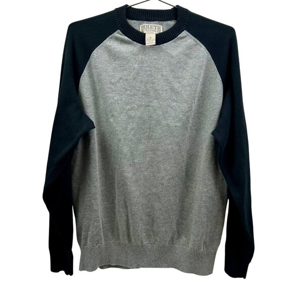 Duluth Trading Mens Gray&Black Raglan Crewneck Sweater M Cotton Outlast Acrylic - Picture 1 of 4